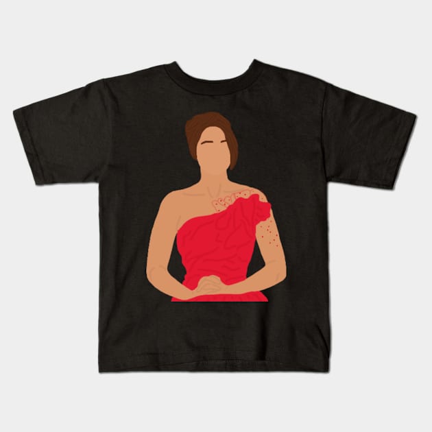 Katniss Everdeen: Red Dress! Sticker Kids T-Shirt by haleynicole11